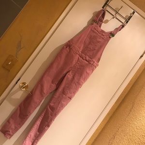 Pink cordoroy overalls